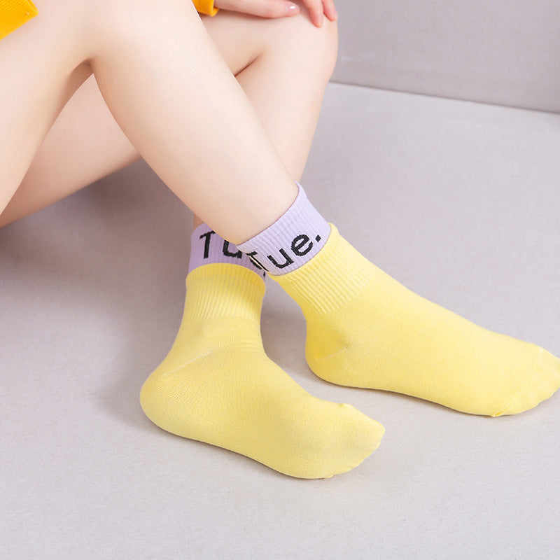 7 pairs-Soft Cotton Blend Mon-Sun Labeled Socks Set in Assorted Colors