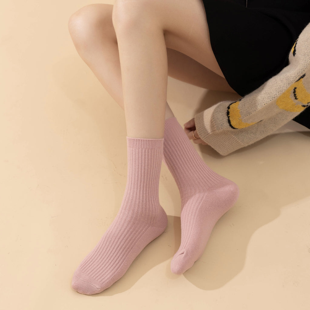 5 pares de calcetines acanalados de color liso